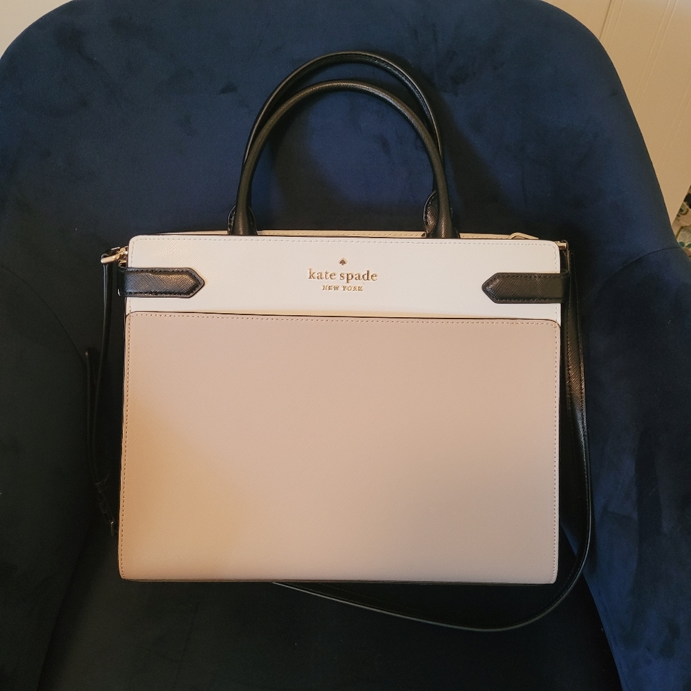 Kate Spade Staci Colorblock medium taupe satchel